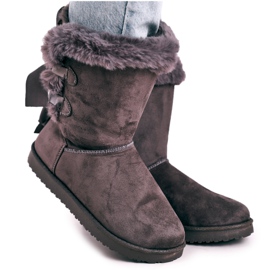 Bottes de neige pour femmes avec une fourrure doublée de fourrure Gris Kaylee
