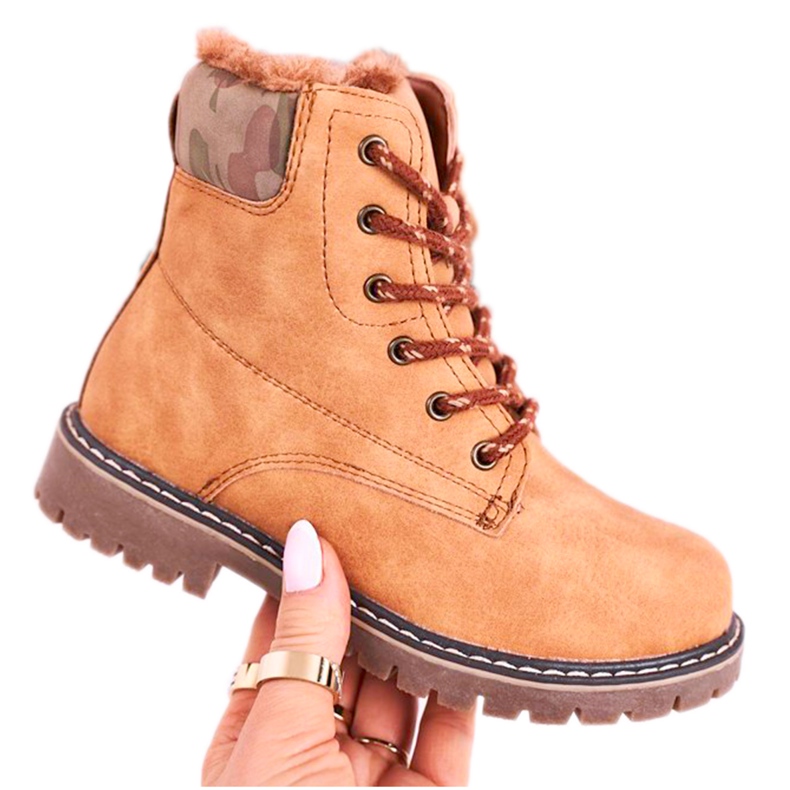 Apawwa Bottes Enfant Trappeurs Chauffées Avec Fourrure Camel London beige brun