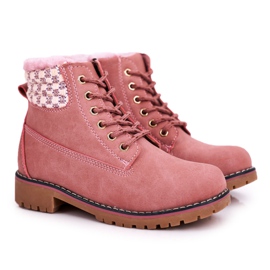 Apawwa Bottes pour enfants Trappers isolées avec fourrure Pink Forest rose