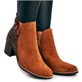 Bottes en cuir pour femmes sur un talon haut Maciejka Red 04833 brun