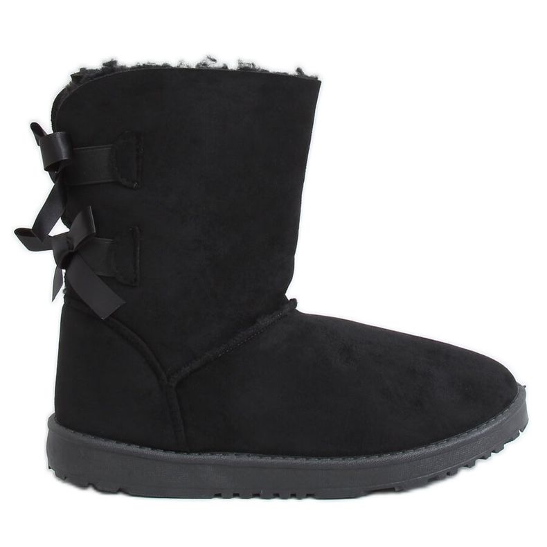Bottes de neige avec nœuds noirs B195-1 Black le noir