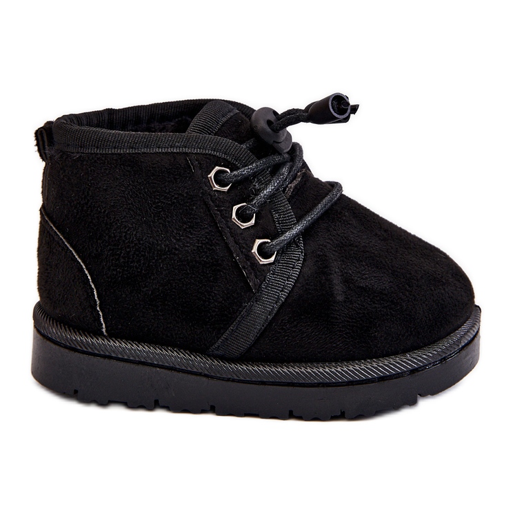 Bottes de neige à lacets pour enfants réchauffées avec fourrure Black Hunter le noir le noir