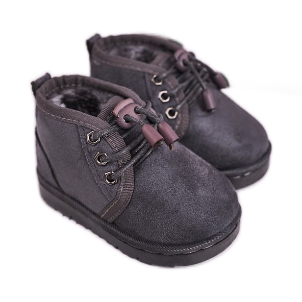 Bottes de neige à lacets pour enfants réchauffées avec fourrure Grey Hunter gris Bottes de neige à lacets pour enfants réchauffées avec fourrure Grey Hunter gris