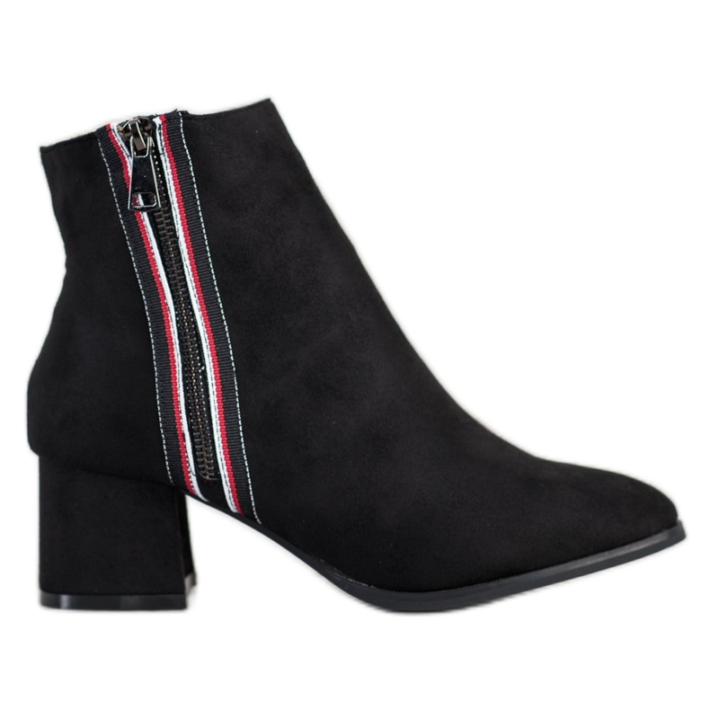 M.Daszyński Bottes en daim avec une fermeture éclair décorative le noir