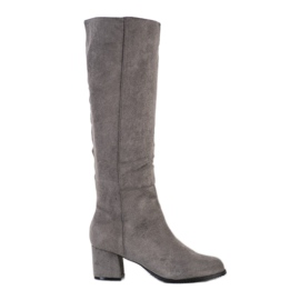 Small Swan Bottes en daim grises