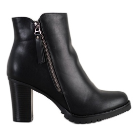 SHELOVET Bottes sur un poteau avec une fermeture éclair décorative noir