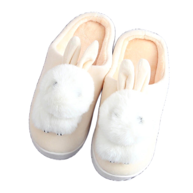 Chaussons femme lapins beige MA01 Beige écru