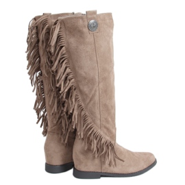 Boots à franges compensées cachées beige ST-28P Kaki