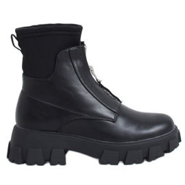 Bottines noires à semelles hautes NS155-1 Noir