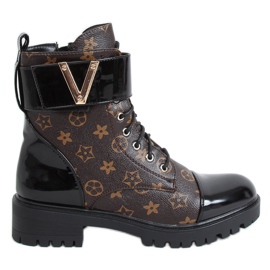 Bottines à lacets pour femme NC1073 Noir brun le noir