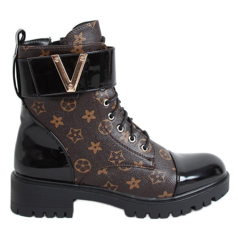 Bottines à lacets pour femme NC1073 Noir brun le noir