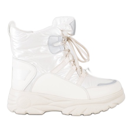 SHELOVET Bottes de neige de sport chaudes blanc argent