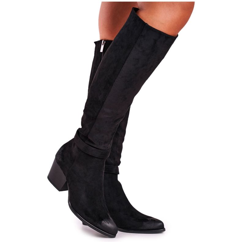 Vinceza Bottines Femme à Talon Daim Noir Nevermind le noir