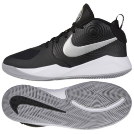 Chaussure de basket-ball Nike Team Hustle D 9 (GS) Jr AQ4224 001 blanc, blanc, noir le noir