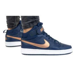 Chaussures Nike Court Borough Mid 2 Jr CD7782-400 noir bleu marine