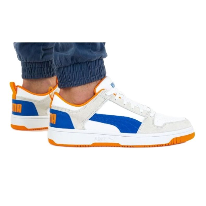 Puma Rebound Layup Lo Sd M 370539 04 blanche bleu orange gris Puma Rebound Layup Lo Sd M 370539 04 blanche bleu orange gris