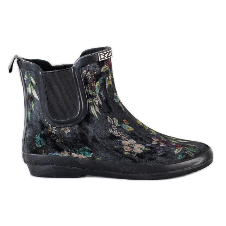 Kylie Bottes en daim à fleurs le noir