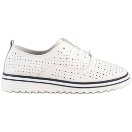 Goodin Chaussures en cuir ajouré blanche