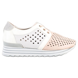 Aclys Baskets ajourées blanche rose gris