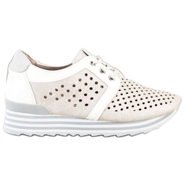 Aclys Baskets ajourées beige blanche gris