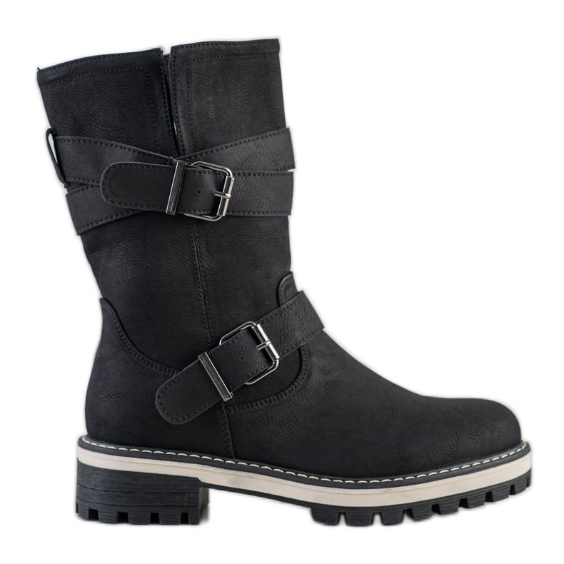 Super Mode Bottes hautes à boucle le noir