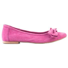 Filippo Ballerine En Cuir Avec Un Noeud rose