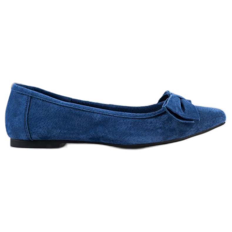 Filippo Ballerine En Cuir Avec Un Noeud bleu