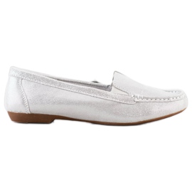 Filippo Mocassins en cuir brillant argent