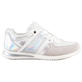 Goodin Chaussures de sport élégantes blanc argent gris