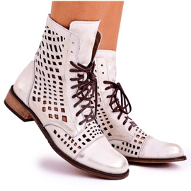 Nicole Boots Femme Blanches Ajourées En Cuir Abigail