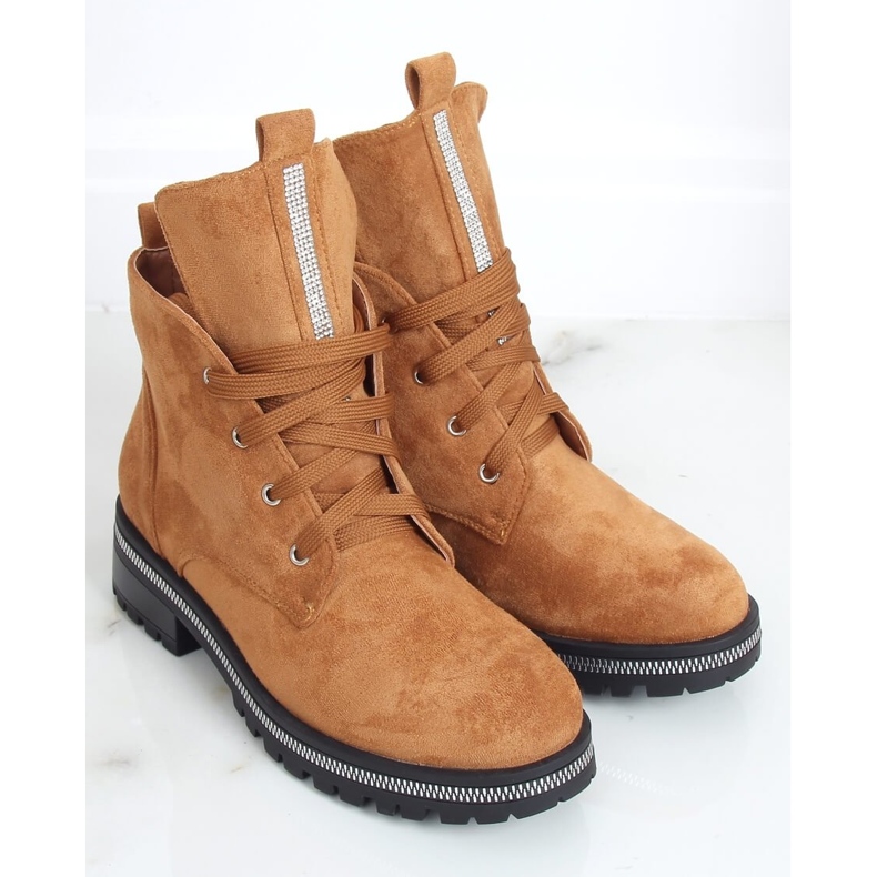 Bottes à lacets marron pour femmes NC1035 Camel brun
