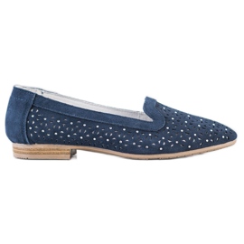 Filippo Cuir Lords Avec Cubic Zirconia bleu marin