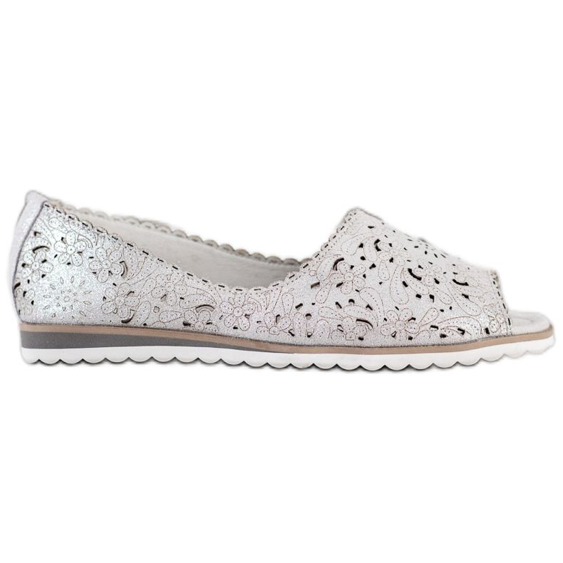 Ballerines VINCEZA en cuir argent gris