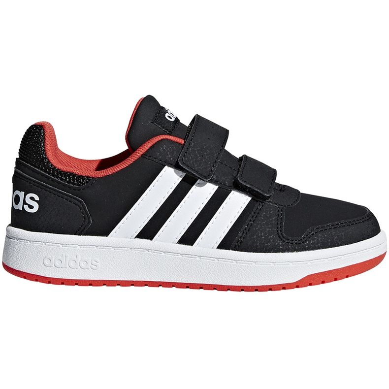 Adidas Hoops 2.0 Cmf C chaussures enfant noir-rouge-blanc B75960 blanche le noir
