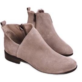 Nicole Bottines Femme Col V Daim Cappuccino Clarence brun multicolore