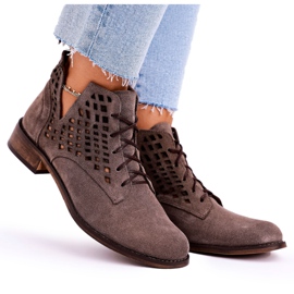 Nicole Bottines Susannah Femme Ajourées En Daim Marron brun