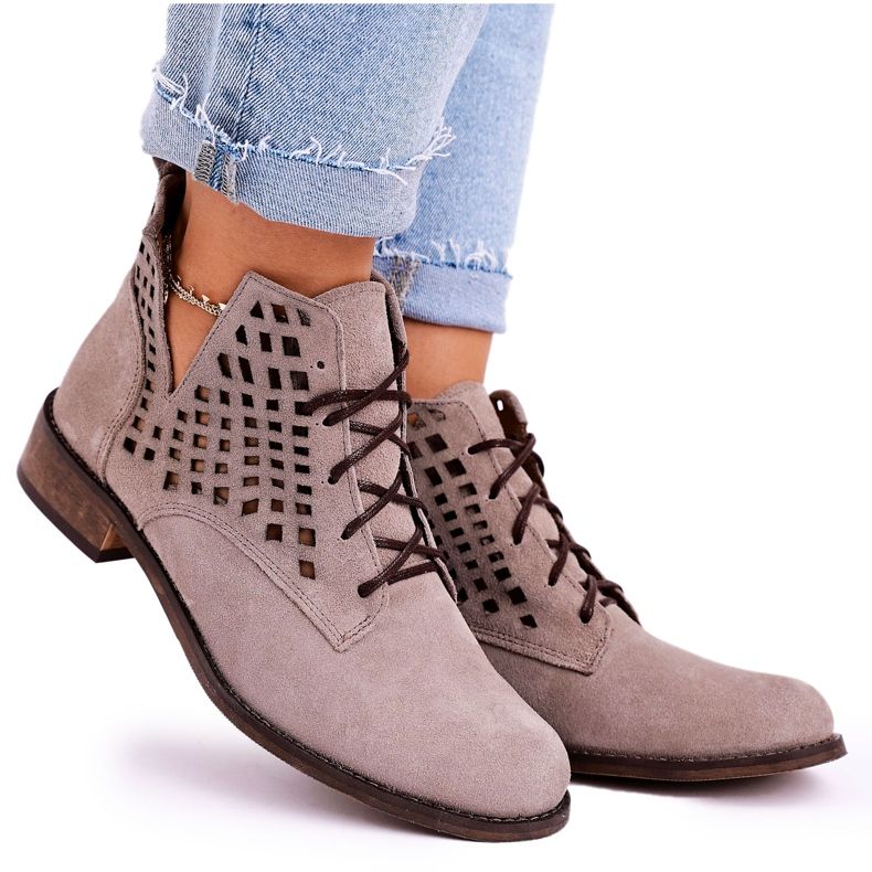 Nicole Bottes Susannah Femme Cappuccino Ajourées En Daim brun