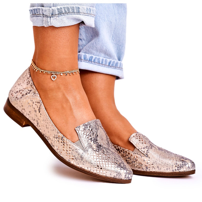 Nicole Mocassins En Cuir Femme Motif Animal Doré Scarlett multicolore