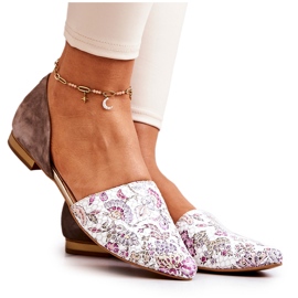 Ballerines Élégantes En Cuir Avec Fleurs Laura Messi 1110 Blanc