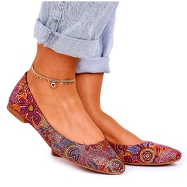 Ballerines Maciejka En Cuir Pour Femmes Rouge Avec Des Fleurs 04100-38 multicolore
