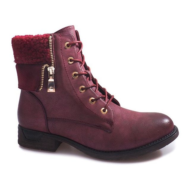 Bottes Avec Fourrure BZ8402-KB Vin rouge