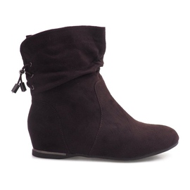 Bottes compensées en daim 030-PA Marron brun