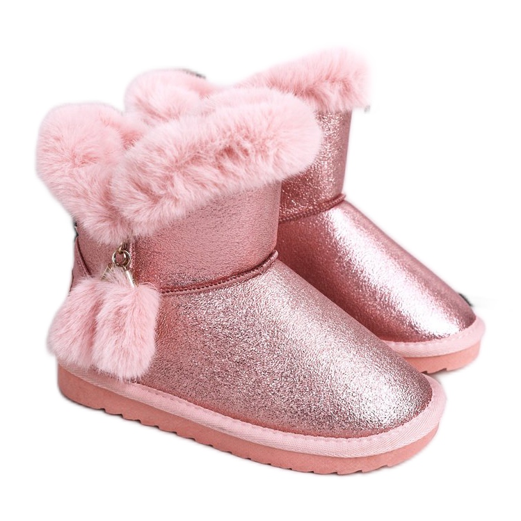 Apawwa Bottes de neige chaudes pour enfants à pompons rose Clara