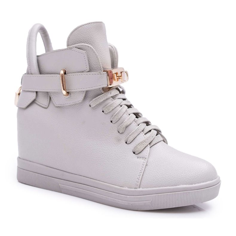 Baskets Femme Sur Compensée Or Cadenas Gris Tersey