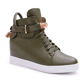 Baskets Femme Sur Compensée Or Cadenas Olive Tersey vert
