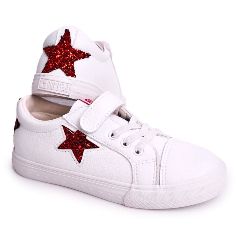 Baskets en cuir pour enfants avec une étoile Big Star DD374102 Blanc blanche