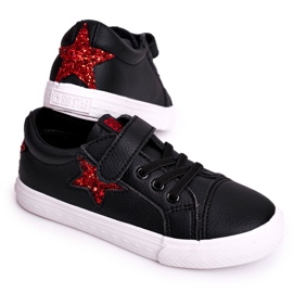 Baskets en cuir pour enfants avec une étoile Big Star DD374105 Noir le noir le noir