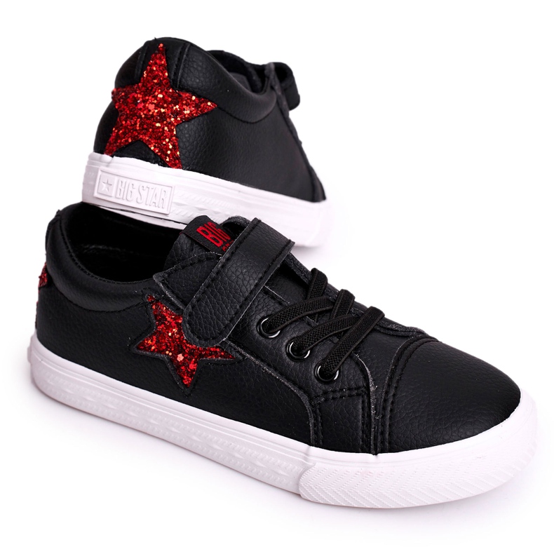 Baskets en cuir pour enfants avec une étoile Big Star DD374105 Noir le noir le noir