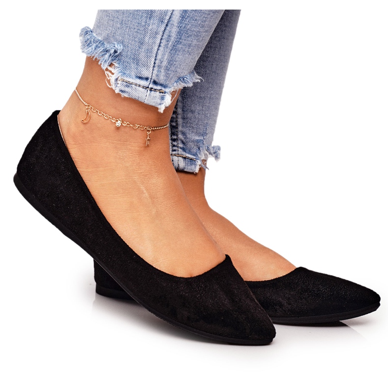 PS1 Ballerine Délicate En Daim Dermeno Spitz Noir le noir