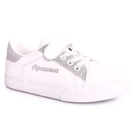 Apawwa Sneakers pour enfants avec brocart blanc et argent Camila